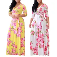 

Hot sale fashion clothes three quarter sleeve Sexy printing dress for ladies clothing