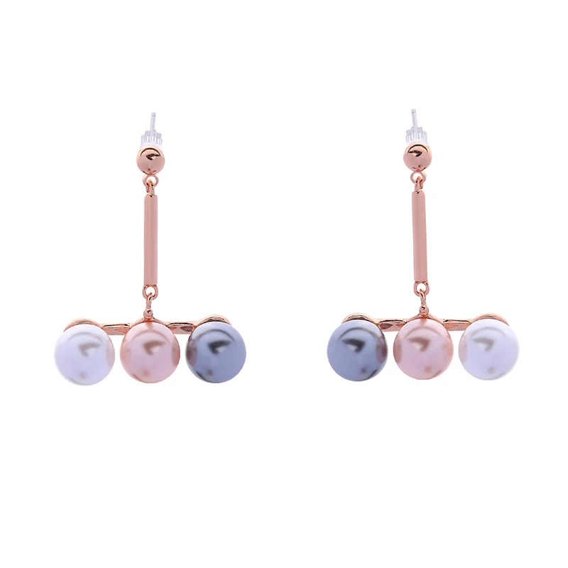 

me00152 Fashion Trend 925 Silver Post Rose Gold Earrings Pearl Charm Wedding Earring Jewelry