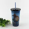 Plastic Single Wall cup With Straw 24 Oz Tumbler