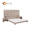 Hotel used studs high bed head upholstered solid wood soft bed