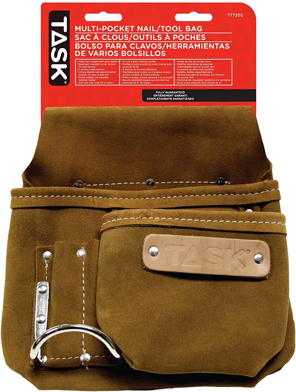 Jamin Leather Tall Multi-Pocket Extra Heavy Cowhide Leather Waist Bag w//O-Rings