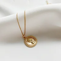 

925 Sterling Silver Gold Elizabeth Head Coin Pendant Necklace