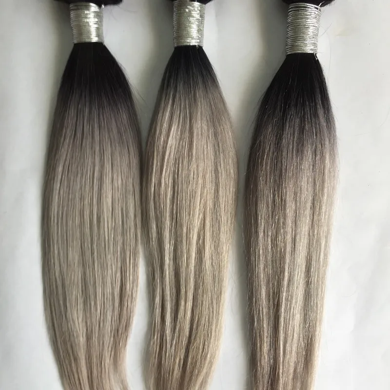 

High grade Russian human hair 2 tone color 1B/grey 3 pics one pack body wave hair extension, N/a