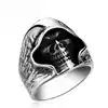 Large Vintage Biker Gothic Casted Death Grim Reaper Skull Punk Ring Silver Black