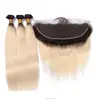 Brazilian Honey Blonde Hair Remy Hair Ombre Color 1B/613 Hair Wefts 3 Bundle with 13*4 Ear to Ear Lace Frontal