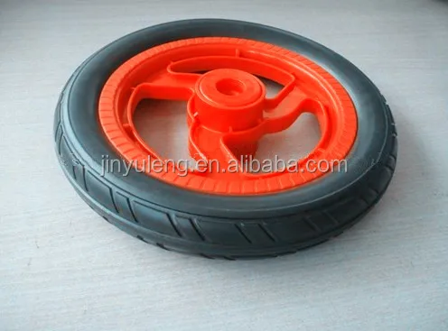Avoid aeration puncture 12'' PU solid foam wheel , matel rim Children's balanced bike wheel ,baby wheel