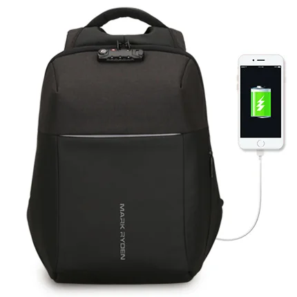 

Mark Ryden Hard-Shell Anti-Theft USB Charging TSA Lock Laptop Backpack, Black,grey