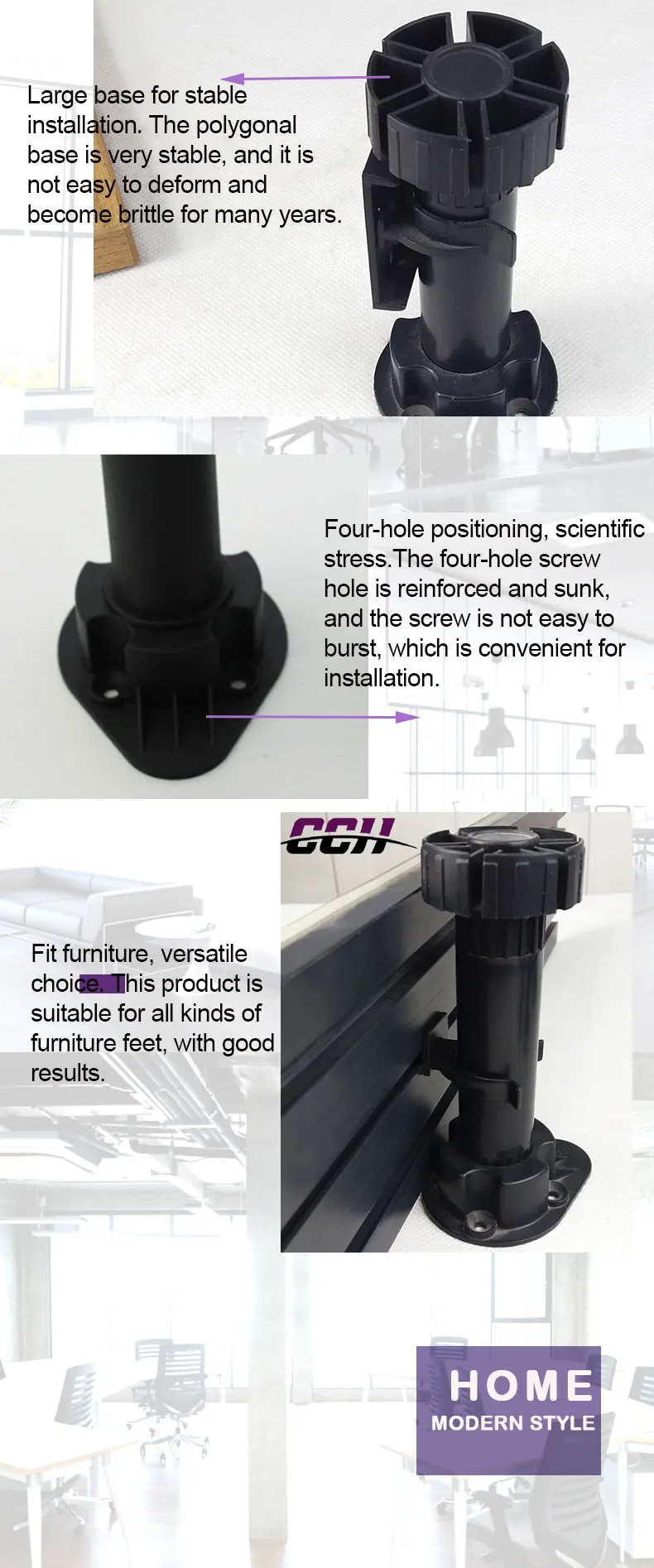 150mm Plinth Feet Legs Kitchen Adjustable Plastic Leg Base Unit