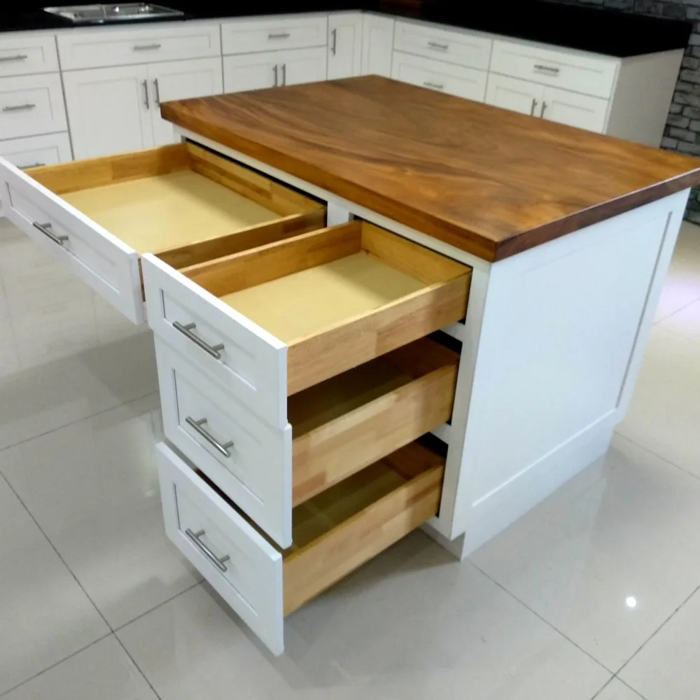 
American solid wood kitchen cabinets modern kitchen island with wheels 