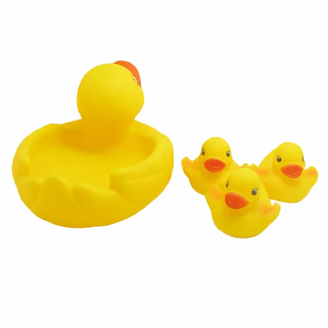 2024 Wholesale BPA Free PVC Toy Set Family Ducks Floating Mother and Kids Yellow Rubber Bath Toy