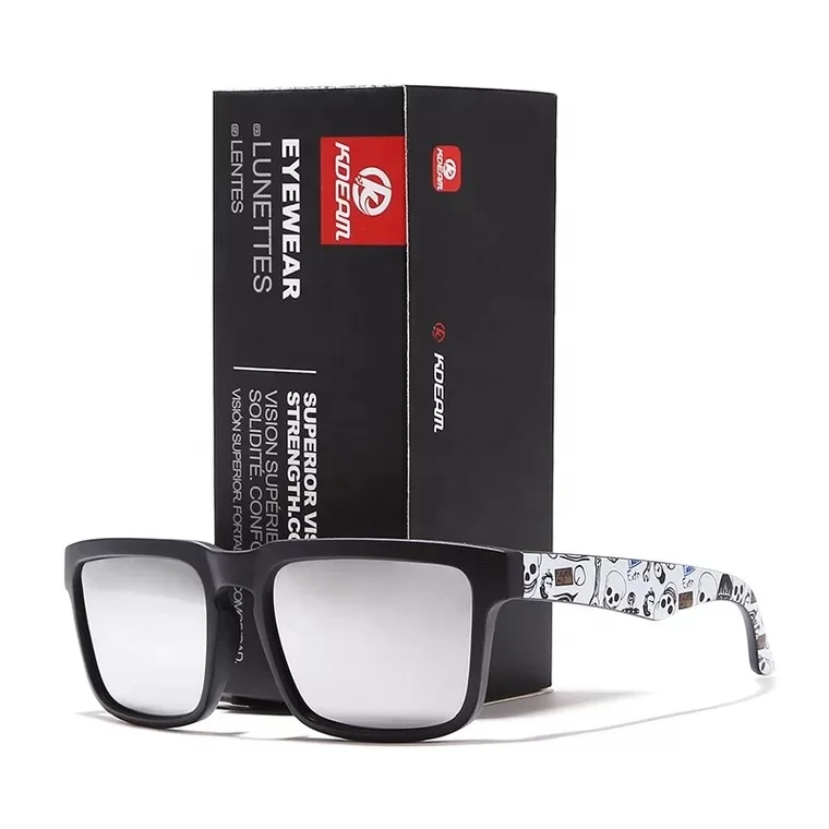 

KDEAM 2018 New Design Classic Polarized Sunglasses Men Sports Male Goggle UV400 Square Frame Sun Glasses With colourful leg, Shown