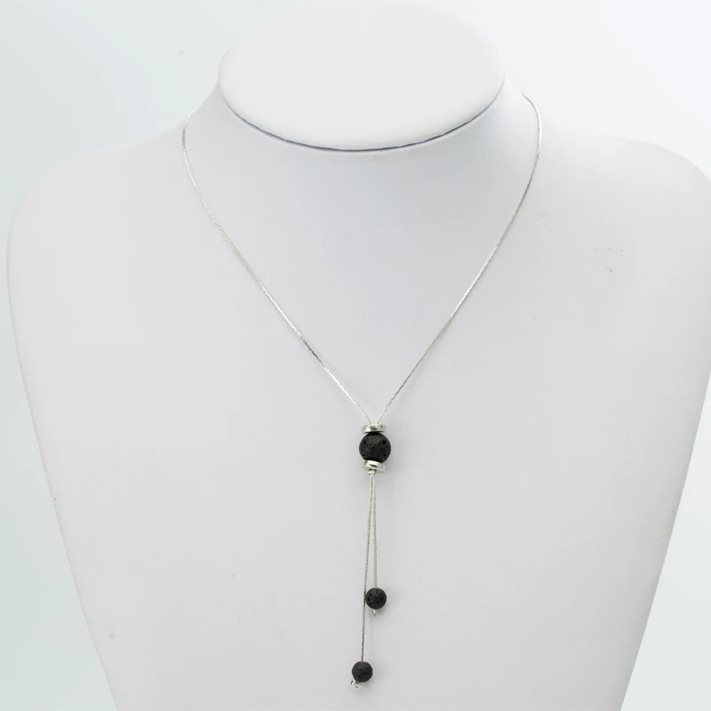 

Aromatherapy Necklace Silver Plated chain Lava Stone Necklace, As picture