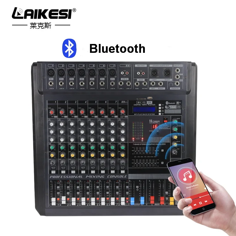 

Professional mp3 sound mixer with 2 group dj controller 8channels mixer, Red+black