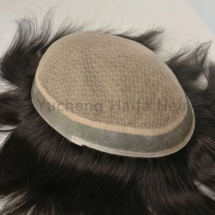 

natural looking, hidden knots, silk top human hair toupee for men