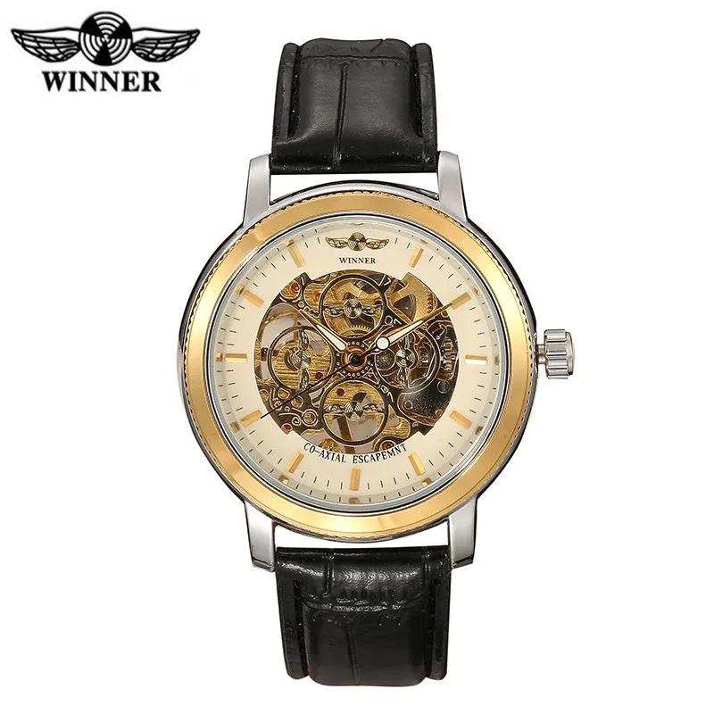 

Luxury brand Winner watch automatic Relogio masculino men automatic mechanical leather strap hollow out sport Male wristwatch