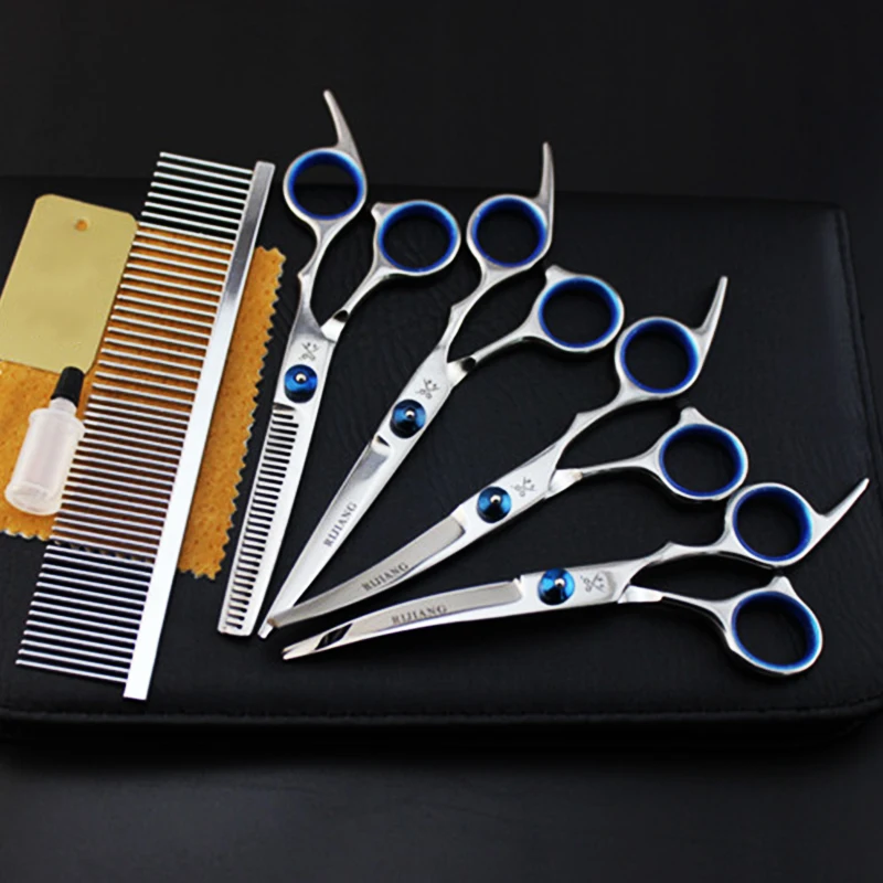 6 inch professional pet dog beauty stainless steel scissors set cutting and bending and Thinning Scissors Set