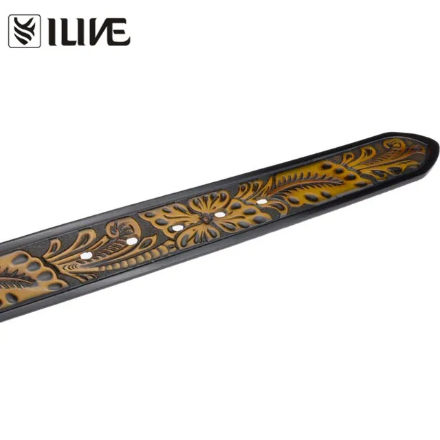 embossed leather belt
