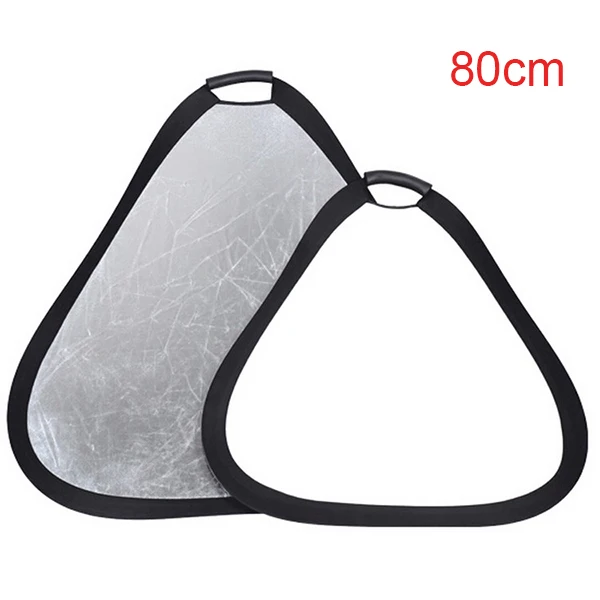 Photography 2 in 1 2in1 Triangle 80cm 24'' white and silver Mirror Lighting Portrait Studio Hand Held Reflector (1).jpg