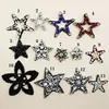 handmade beaded sequins star patches,sew on star appliques,beads crystal rhinestone brooch