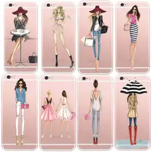 Fashionable Dress Shopping Girl Cases For iPhone 6 6s Transparent Clear Soft Silicon Phone Cover