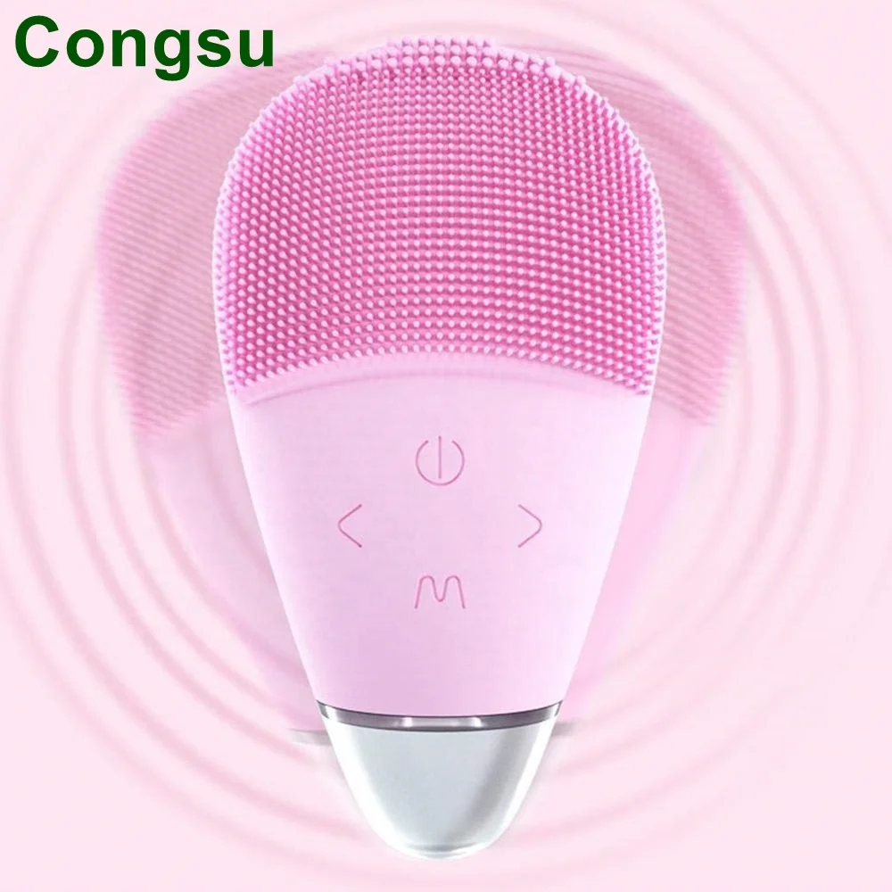 

Congsu Silicone Skin Mini Ultrasonic Rechargeable Facial Cleansing Brush electric face clean brush Beauty Instruments