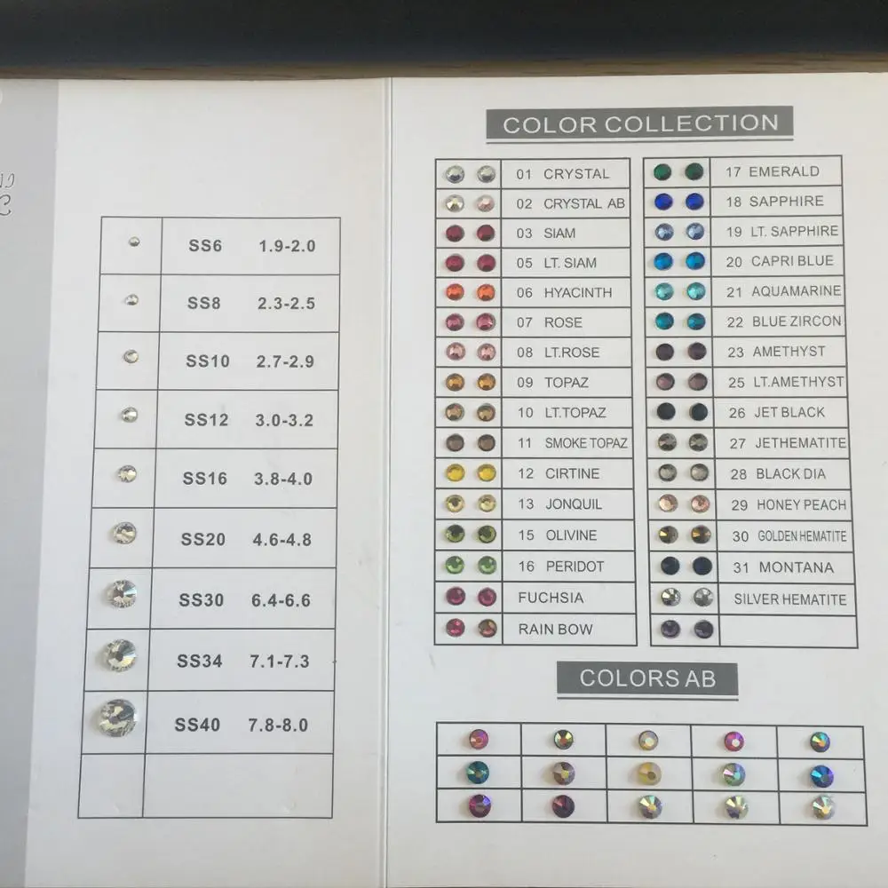 

Color Card Of Rhinestones, N/a