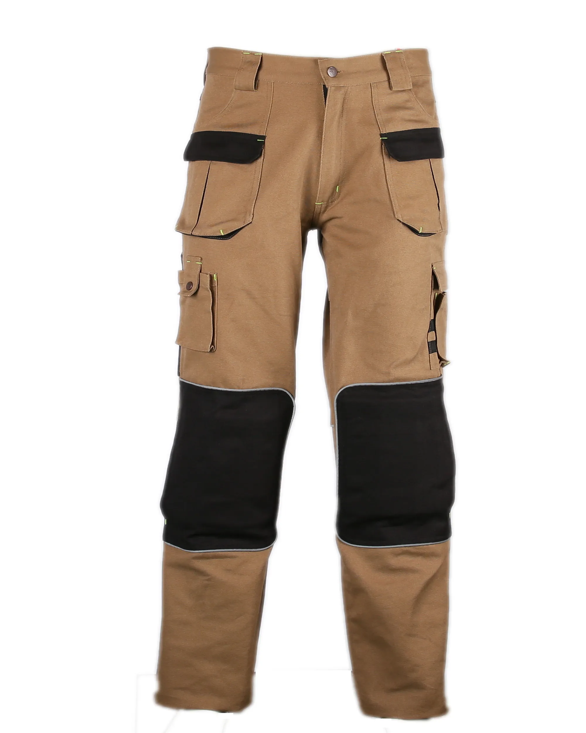 Da Uomo Hi Viz Lavoro Pantaloni Resistente Nylon Patch Heavy Duty in Policotone riflettente