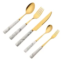 

Gray red marble Ceramic Handle Stainless Steel main knife fork Spoons flatware cutlery Sets