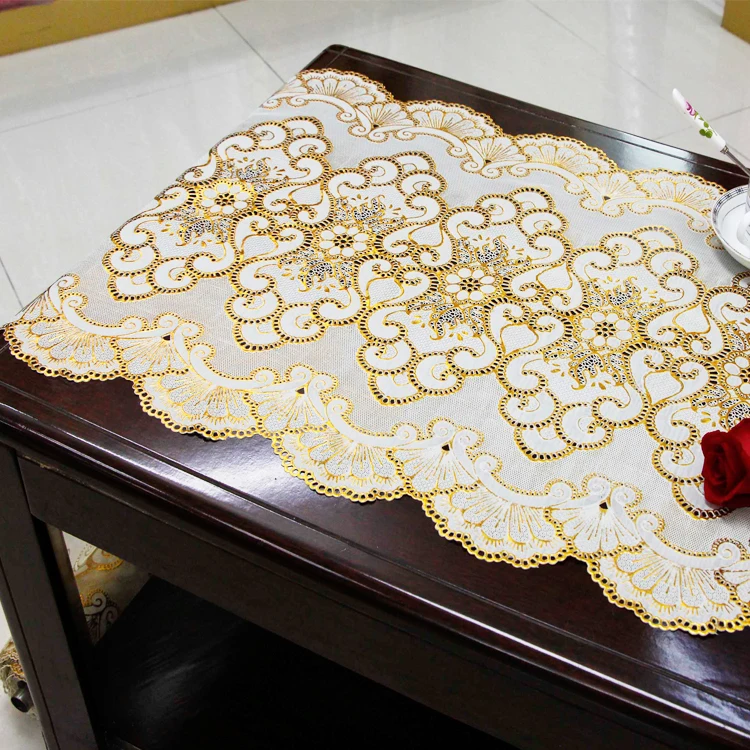 Gold/silver Vinyl Lace Doilies Pvc Lace Table Cloth Buy Vinyl Lace