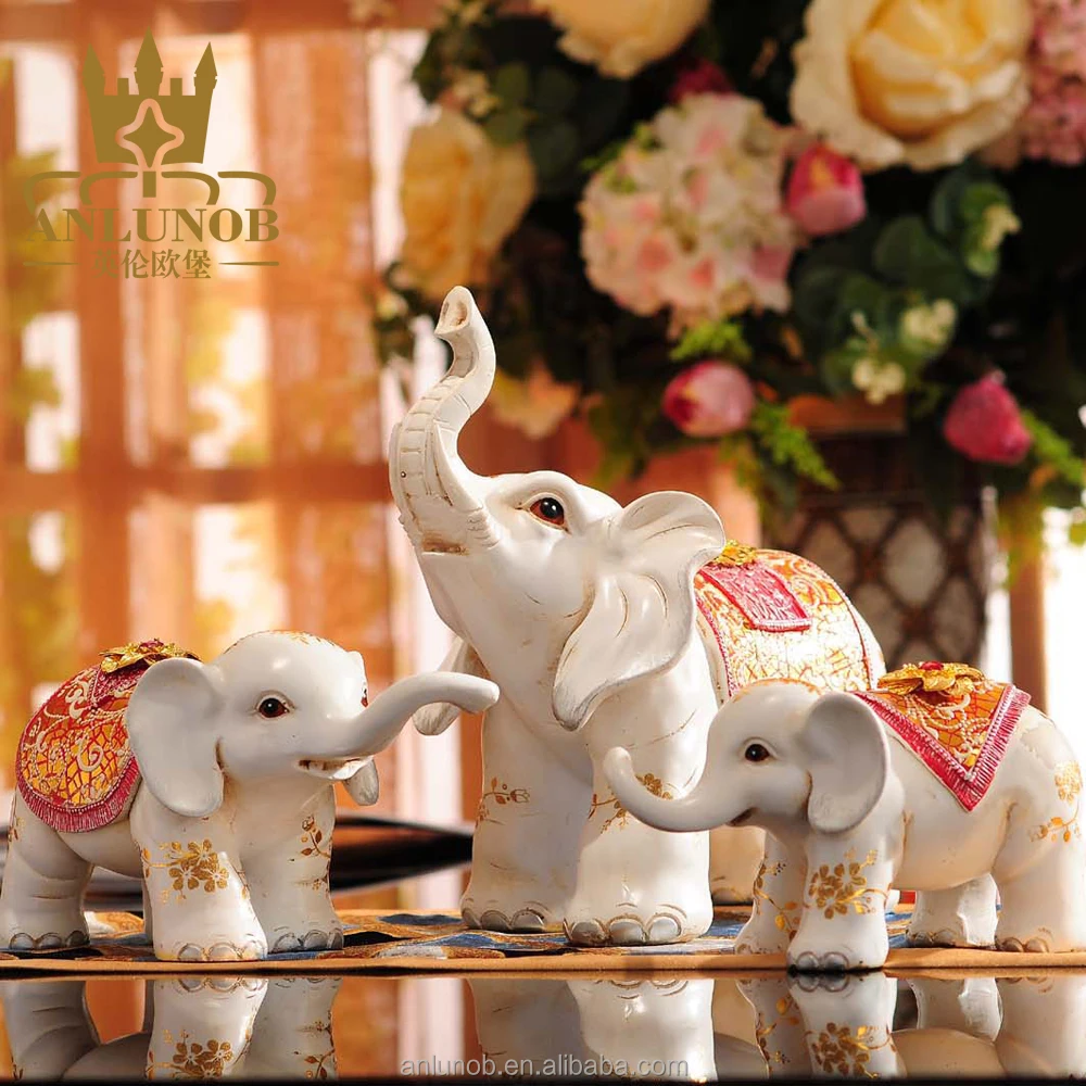 Goud dier royal art geschilderd epoxyhars 3 set olifant standbeeld ... Slaapkamer set goud