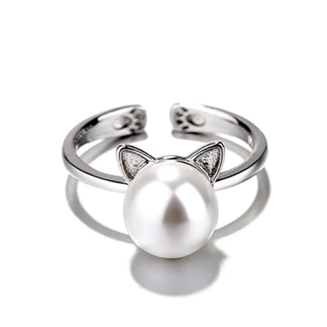 

Tear Imitation Pearl Rings Fashion Jewelry cute cat ring for girls