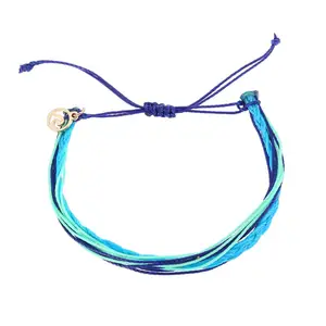 Waterproof handmade bracelet jewelry wave charm adjustable band wax string braided friendship bracelet