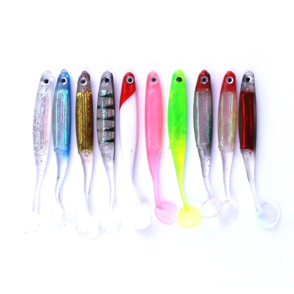 

New 10pcs/set Artificial Fishing Lure Soft Pesca Lure 52g Japan Shad Lure Worm Swim bait Jig Head Fly Fishing Silicone Rubber