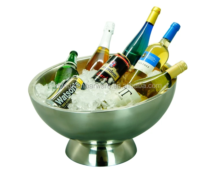 Double Walled Ice Bucket Wine Champagne Cooler Chiller Large Stainless