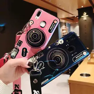 Cute 3D Silicone iPhone Case Stand & Neck Strap