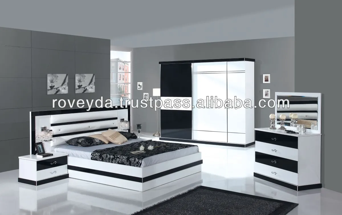 Damla Black Highgloss Whole Bedroom Furniture Damla Black Highgloss Whole Bedroom