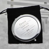 

Custom Compact mirror free engraved folding makeup mirror with Velvet Pouch Bag