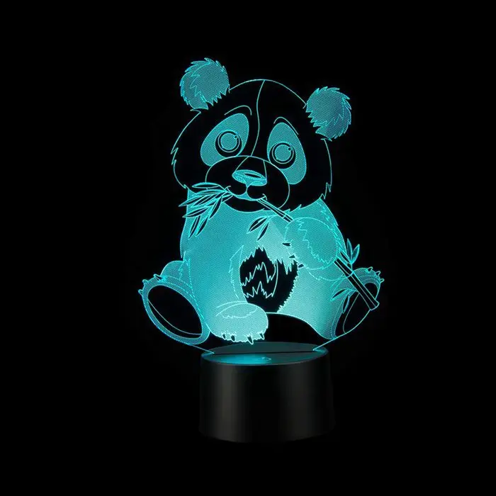 3d Lamp Panda Led Night Light Panda Bamboo Lamp Leaf Touch 7 Color ...