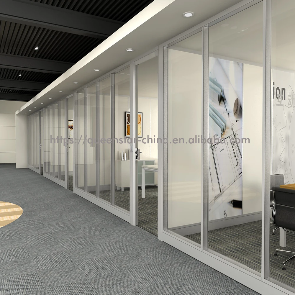 Qspw Tempered Glass Wall Dividers Office Room Divider Toughened Glass