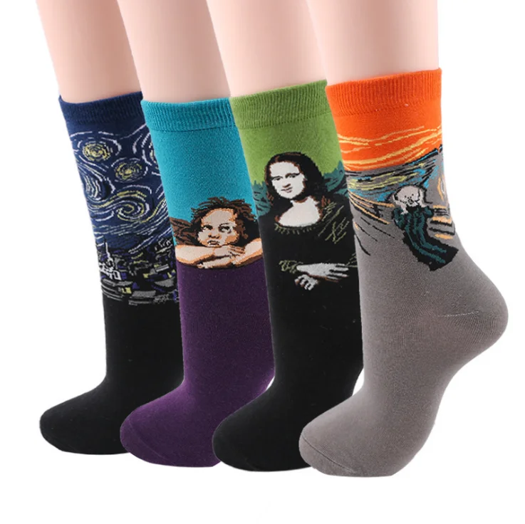 

Men's Dress Cool Colorful Fancy Cotton Custom Logo Socks Novelty Funny Casual Combed Cotton Crew Daily Wear Socks