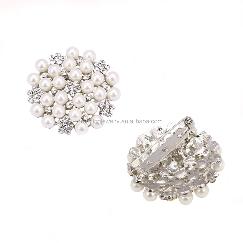 

Round shape pearl and rhinestone wholesale brooch for wedding invitations, Silver;gold;black;etc