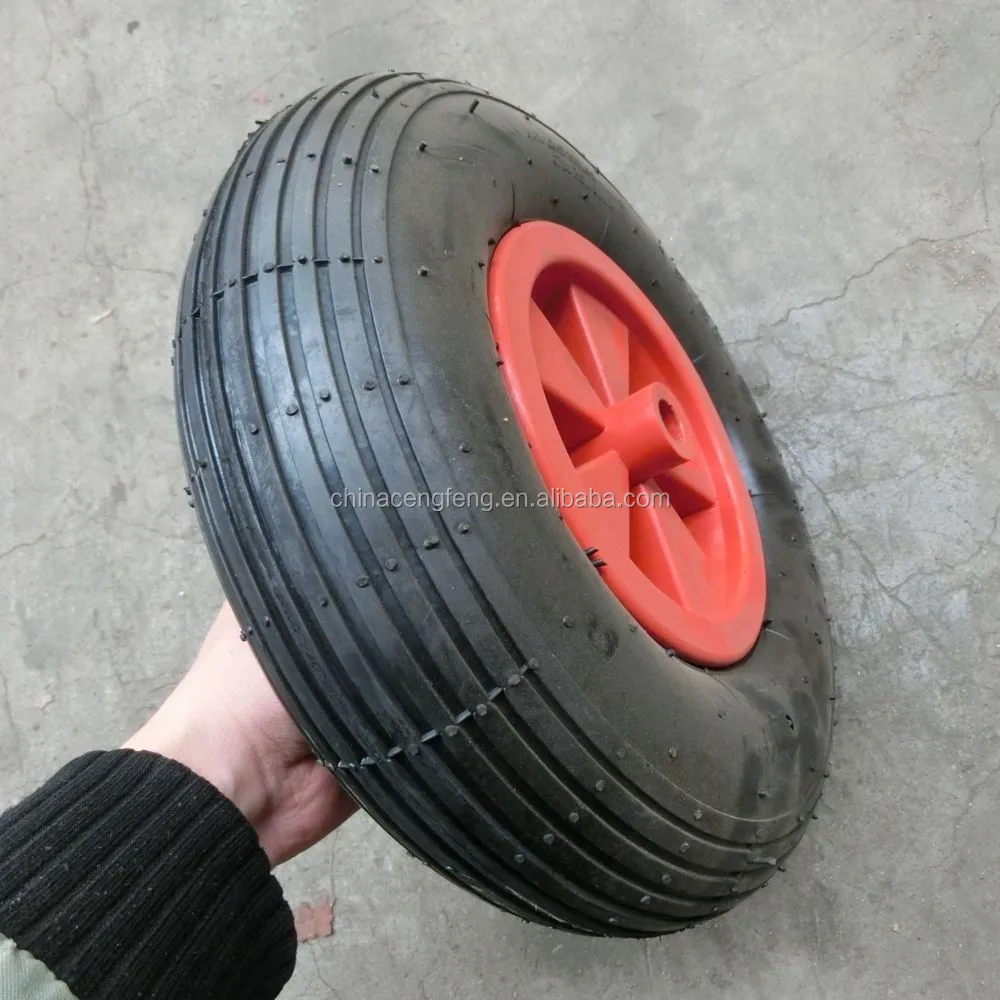 12 Inch Wheelbarrow Pneumatic Rubber Wheel 3.506 With Plastic Hub