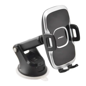 Leather Grain One Button Telescopic Suction Cup Car Phone Holder