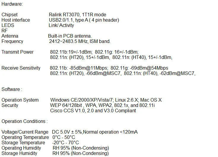 Ralink Rt3070 150mbps Mini 150m Usb 2.0 Wifi Wireless Network Card Wi ...