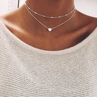 

Tiny Heart Choker Necklace for Women SHORT Chain Heart star Pendant Necklace Gift