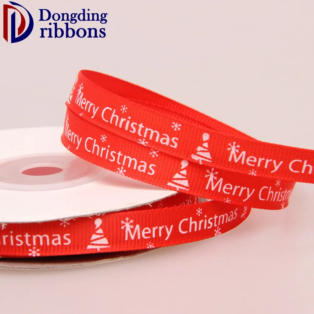 

2018 merry christmas ,25yard/roll 1cm mini christmas decoration gift grosgrain ribbon roll