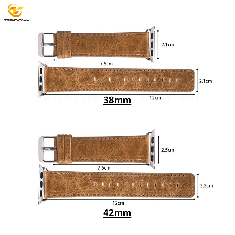 

38mm 42mm For Apple Wrist Bands Real Leather Watch Strap, Black;brown;golden