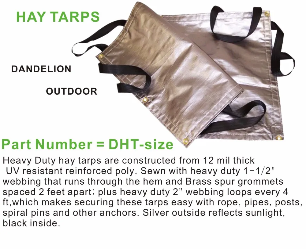 Tarpauln Cover Wood Round Bale Covers Hay Tarp Black Silver Heavy Duty
