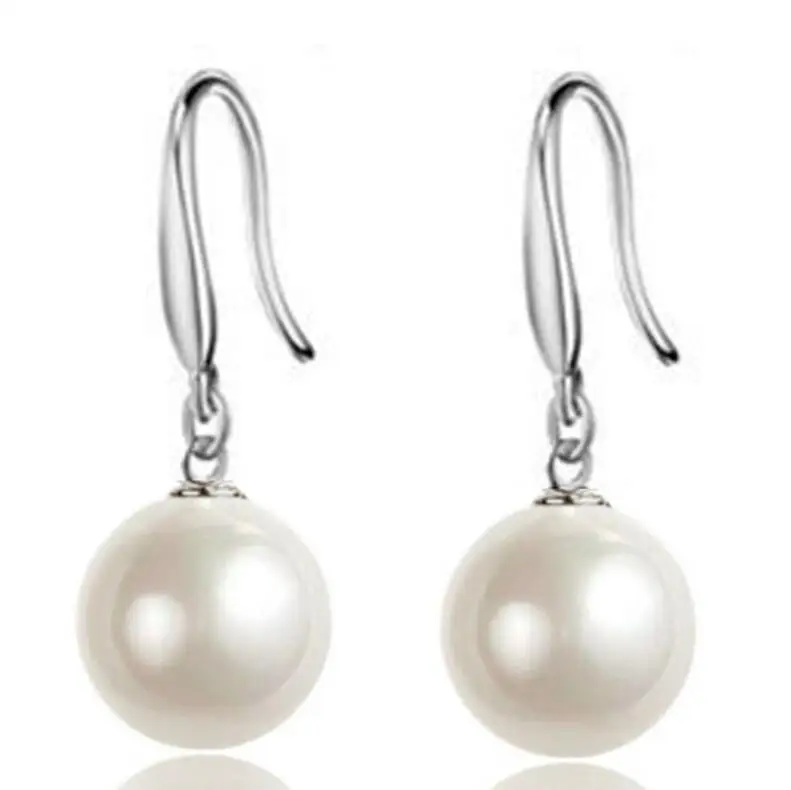

18K White plated long earring for women Pearl earrings for women wedding Silver earring, N/a
