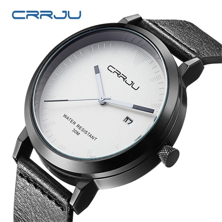 

Top Brand CRRJU Men Watches Men's Quartz Hour Date Clock Male Leather Sports Watch Casual Military Wrist Watch Relogio Masculino, N/a
